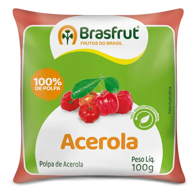 Polpa de Acerola, Pacote com 12 × 100 g, Brasfrut