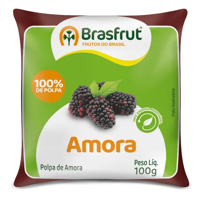 Polpa de Amora, Pacote com 12 × 100 g, Brasfrut