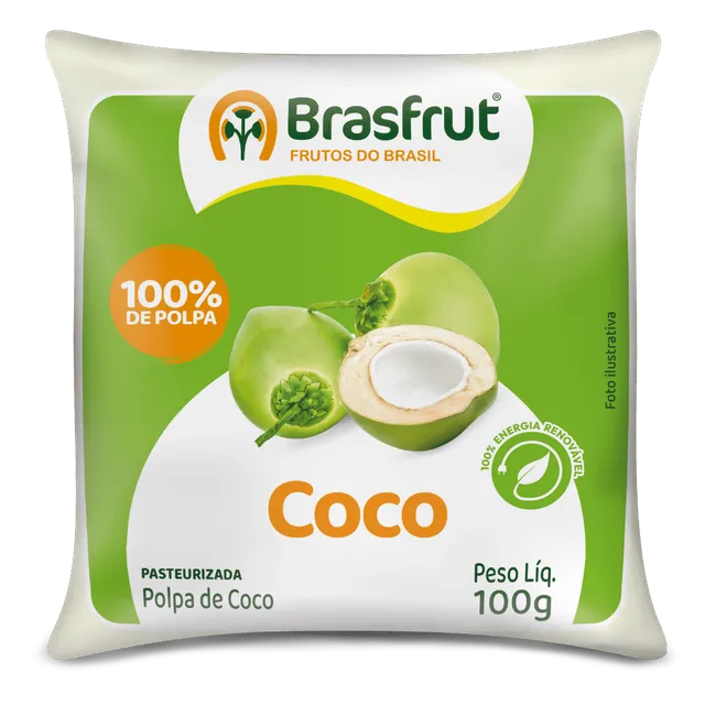 Polpa de Coco, Pacote com 12 × 100 g, Brasfrut