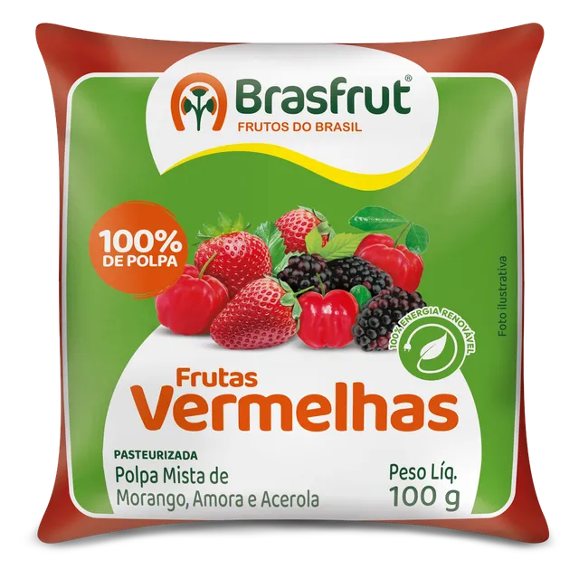 Polpa de Frutas Vermelhas, Pacote com 12 × 100 g, Brasfrut