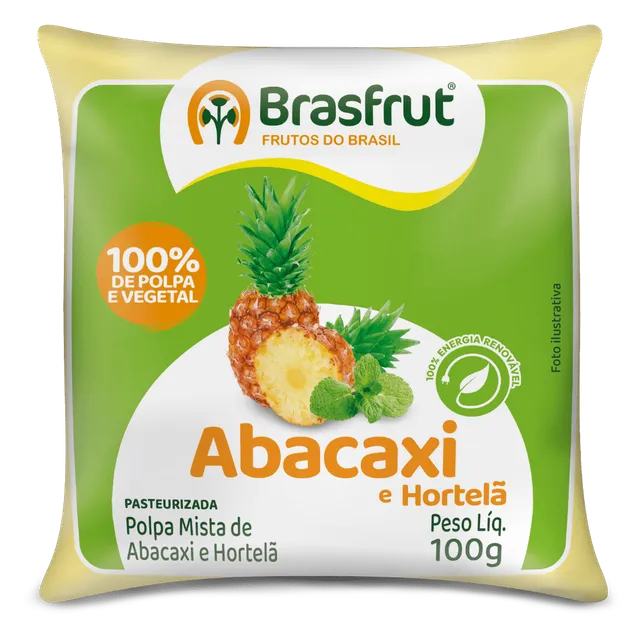 Polpa Mista de Abacaxi e Hortelã, Pacote com 12 × 100 g, Brasfrut